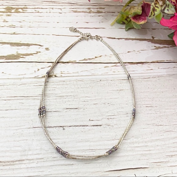Liquid Silver 3-Strand Choker Necklace - Picture 2 of 8